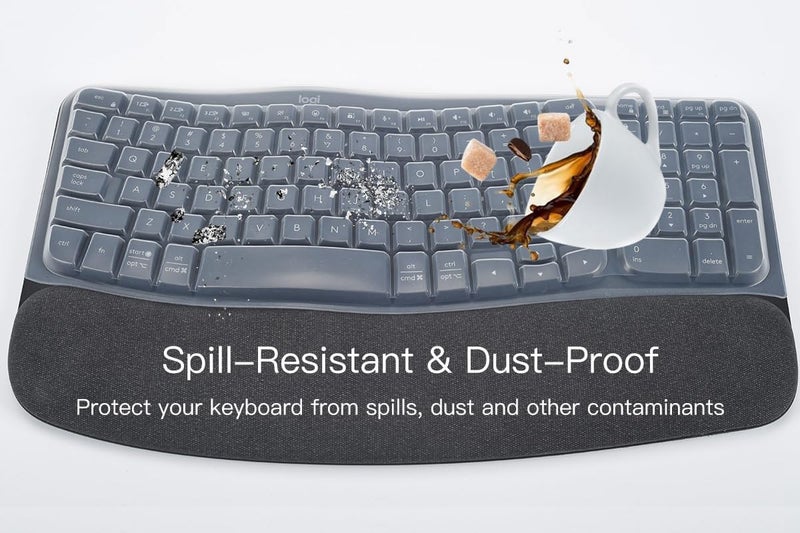 imComor Keyboard Cover Skin for Logitech Wave Keys MK670 Combo Keyboard Skin, Logitech Wave Keys Wireless Ergonomic Keyboard Cover Protector Skin, Logitech Wave Keys Accessories, Clear - Image 5